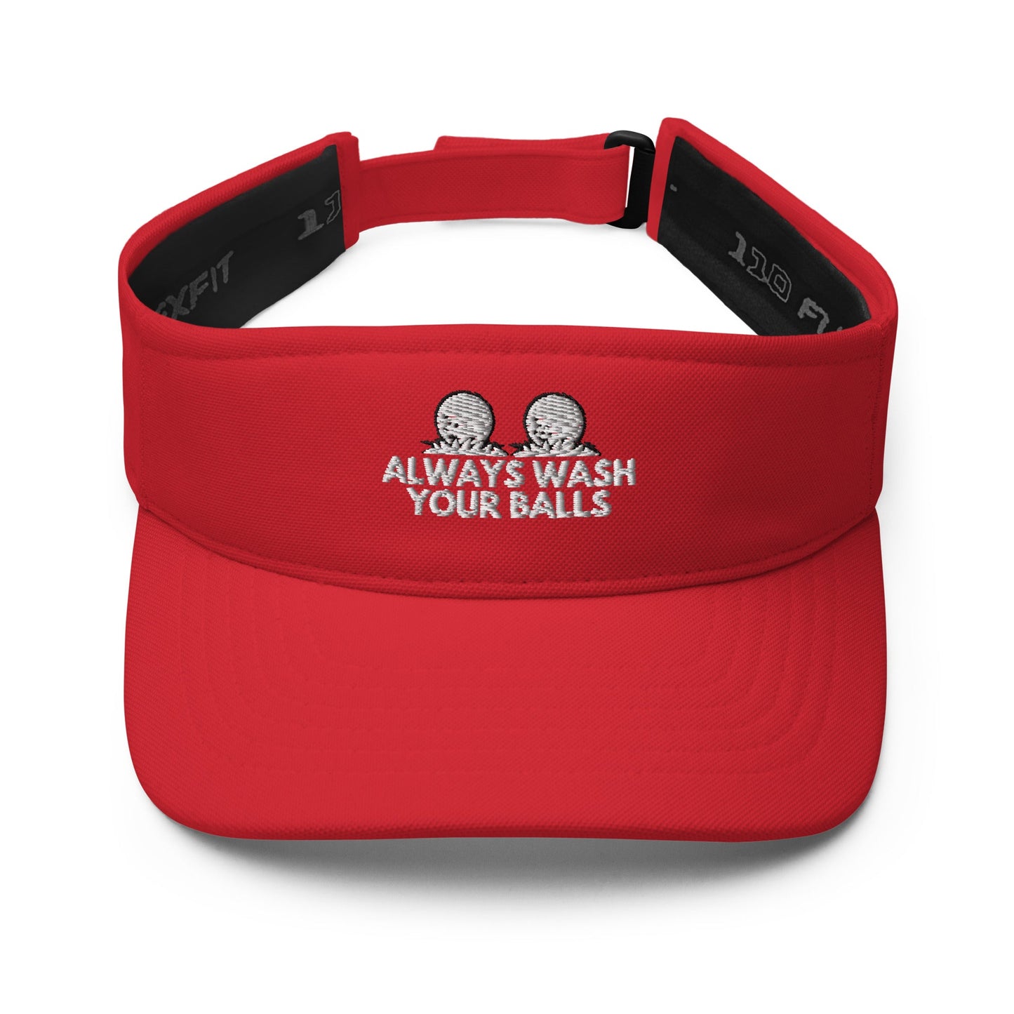 Funny Golfer Gifts  Visor Red Always Wash Your Balls Visor