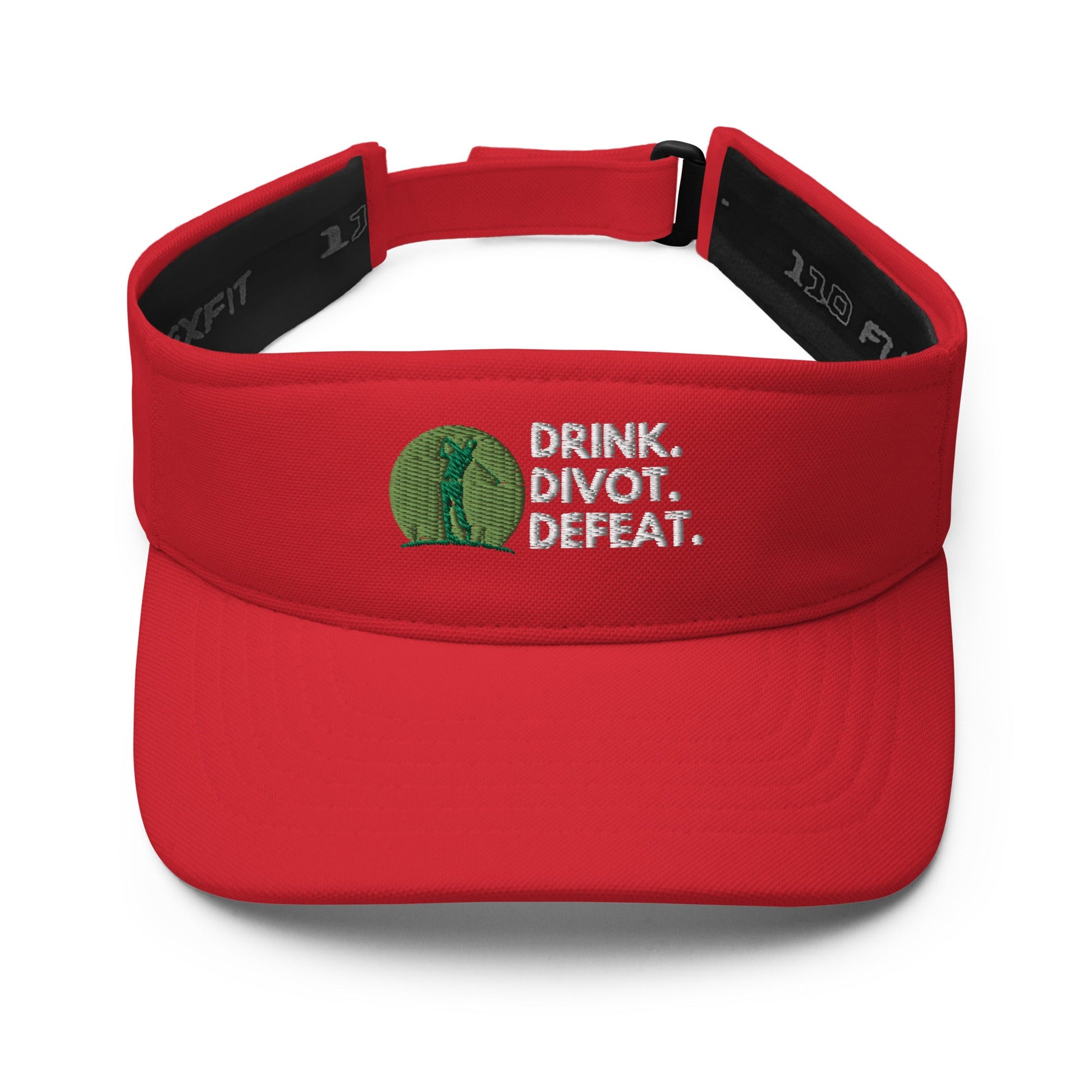 Funny Golfer Gifts  Visor Red Drink Divot Defeat Visor