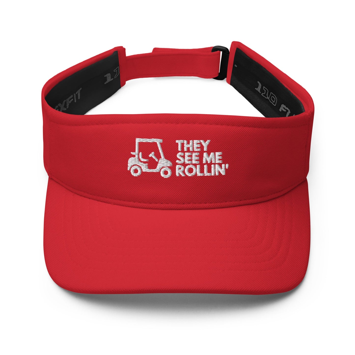 Funny Golfer Gifts  Visor Red They See Me Rollin Golfcart Visor