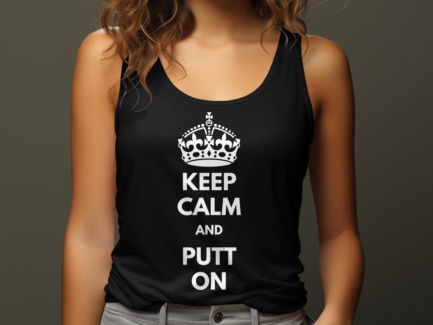 Funny Golfer Gifts  Womens Tank Top Keep Calm and Putt On Golf Womans Tank Top