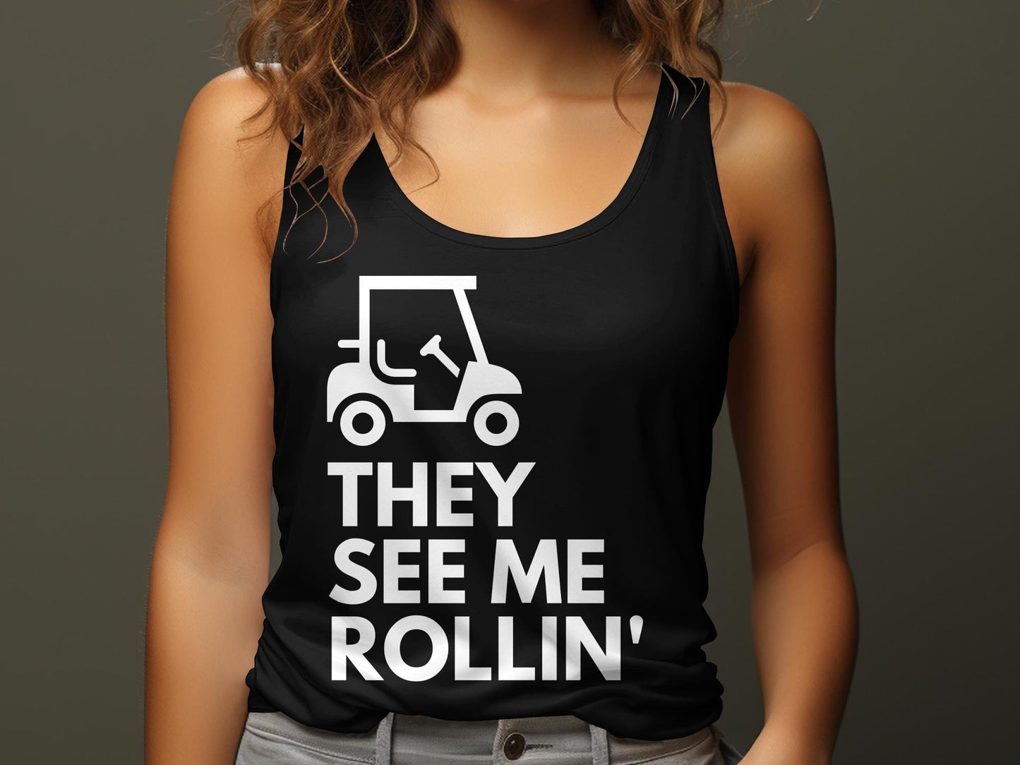 Funny Golfer Gifts  Womens Tank Top They See Me Rollin Golf Womans Tank Top