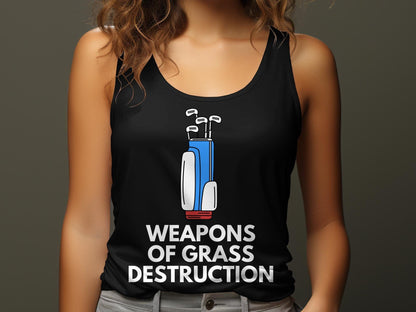 Funny Golfer Gifts  Womens Tank Top Weapons of Grass Destruction Golf Womans Tank Top