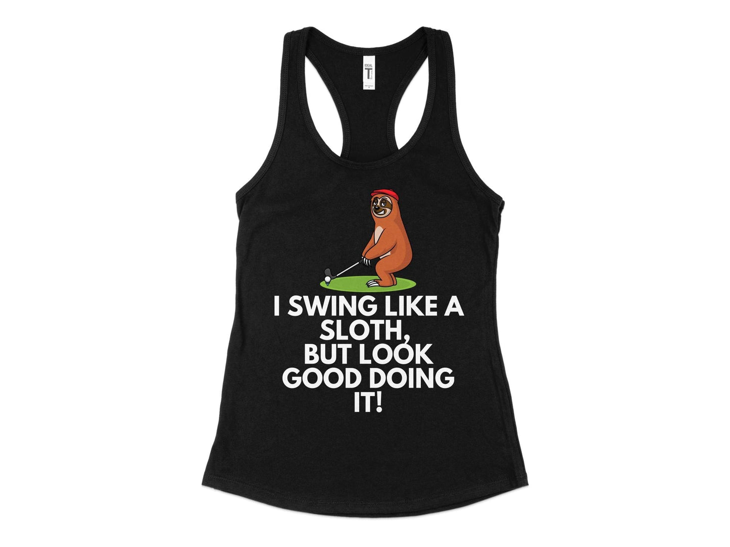 Funny Golfer Gifts  Womens Tank Top XS / Black I Swing Like a Sloth Golf Womans Tank Top