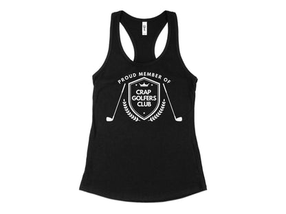 Funny Golfer Gifts  Womens Tank Top XS / Black Proud Member of the Crap Golfers Club Golf Womans Tank Top
