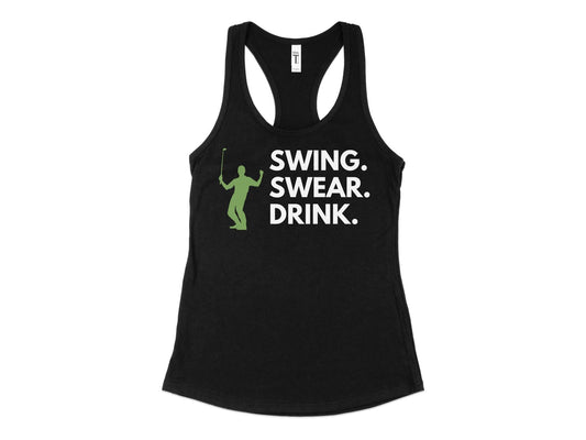 Funny Golfer Gifts  Womens Tank Top XS / Black Swing Swear Drink Golf Womans Tank Top