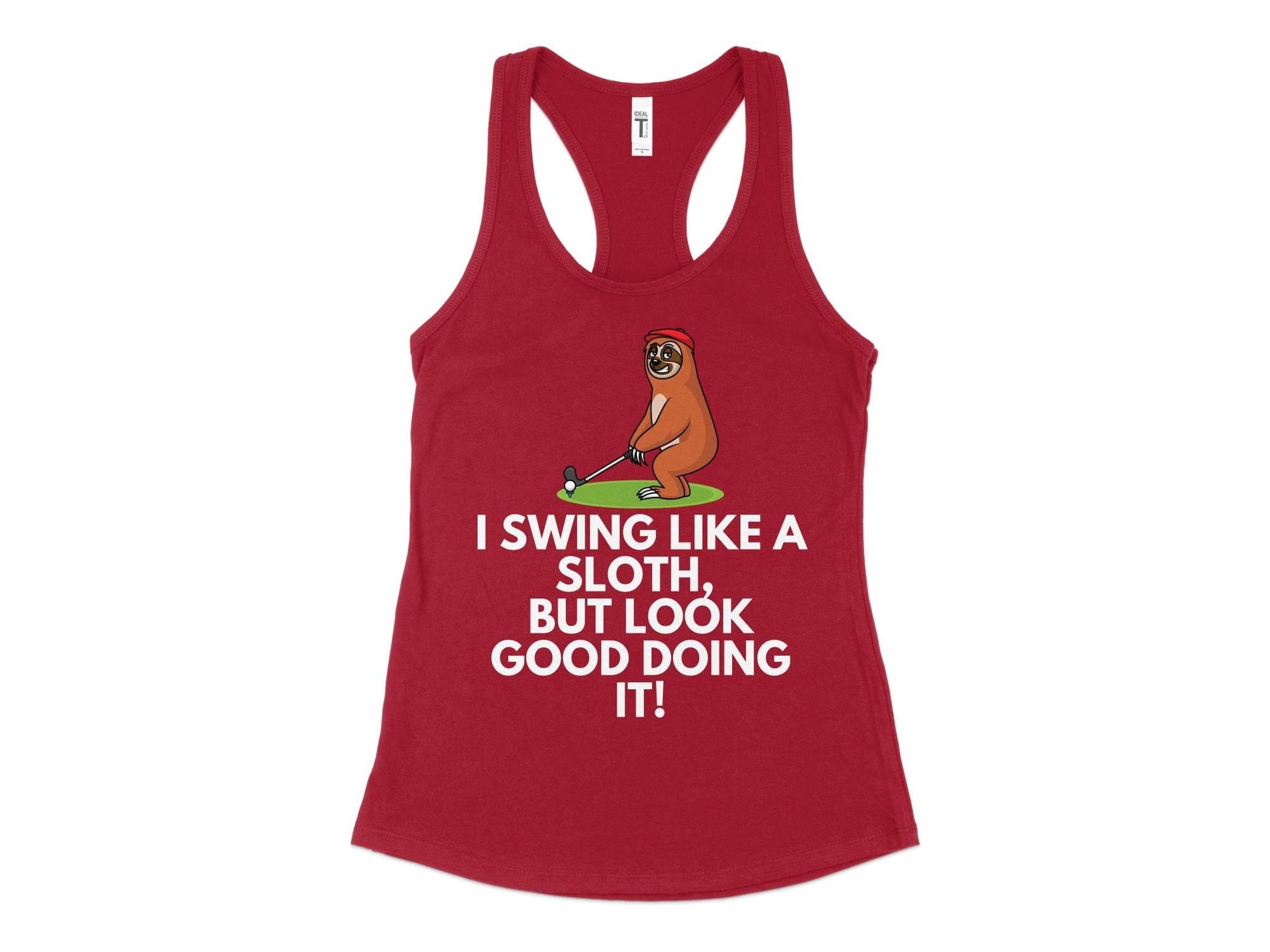 Funny Golfer Gifts  Womens Tank Top XS / Cardinal I Swing Like a Sloth Golf Womans Tank Top