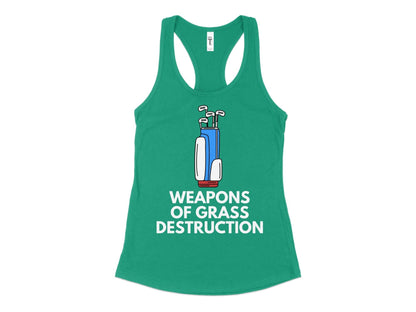 Funny Golfer Gifts  Womens Tank Top XS / Kelly Green Weapons of Grass Destruction Golf Womans Tank Top