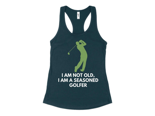 Funny Golfer Gifts  Womens Tank Top XS / Midnight Navy Im Not Old Im a Seasoned Golfer Golf Womans Tank Top