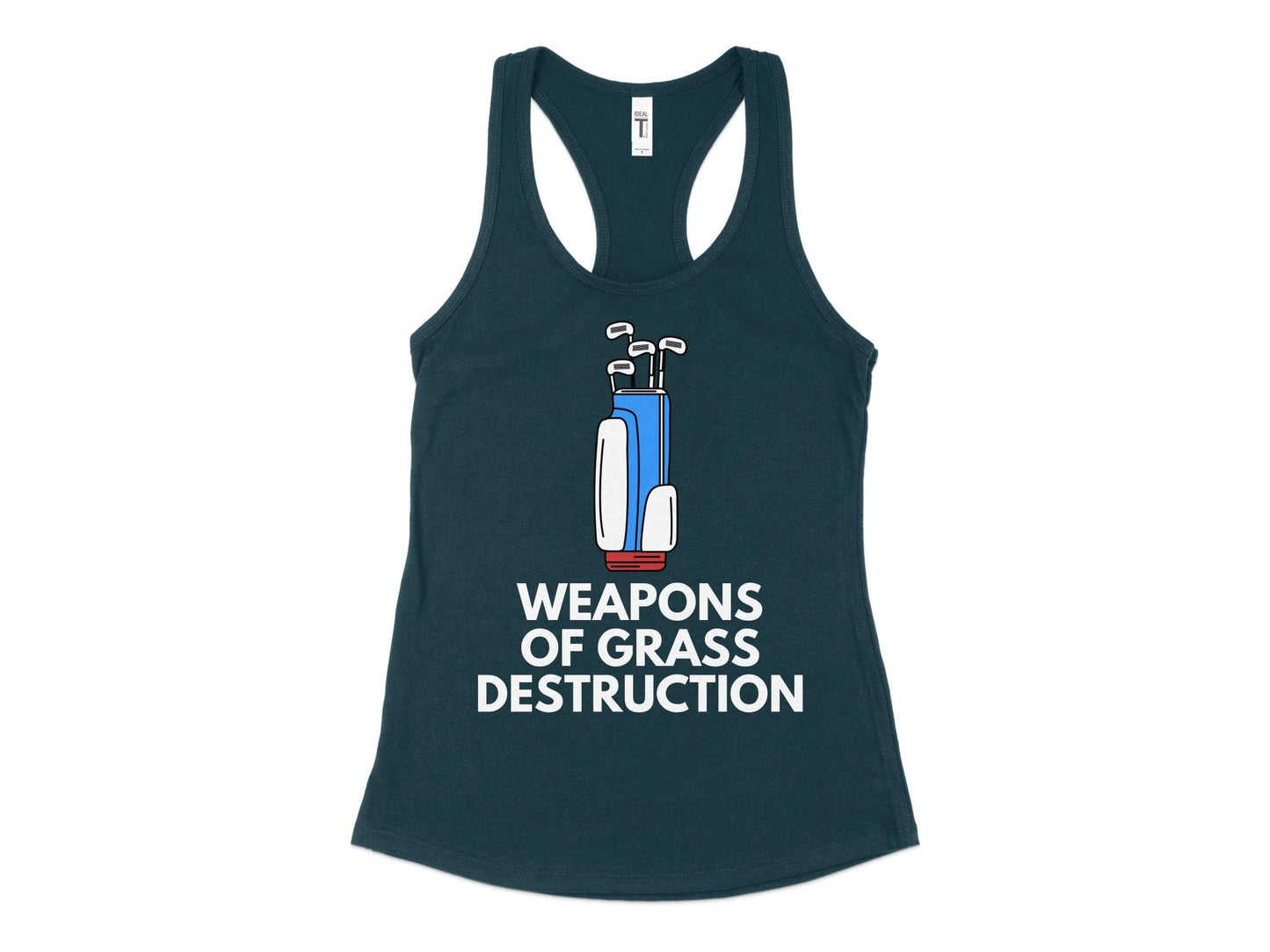Funny Golfer Gifts  Womens Tank Top XS / Midnight Navy Weapons of Grass Destruction Golf Womans Tank Top