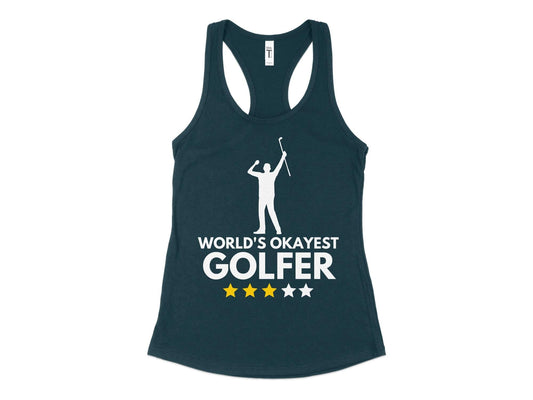 Funny Golfer Gifts  Womens Tank Top XS / Midnight Navy Worlds Okayest Golfer Golf Womans Tank Top