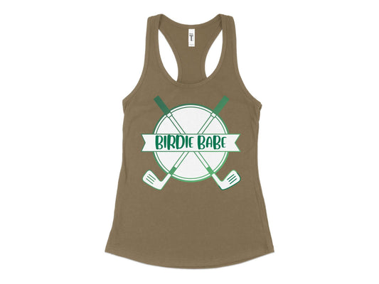 Funny Golfer Gifts  Womens Tank Top XS / Military Green Birdie Babe Golf Womans Tank Top