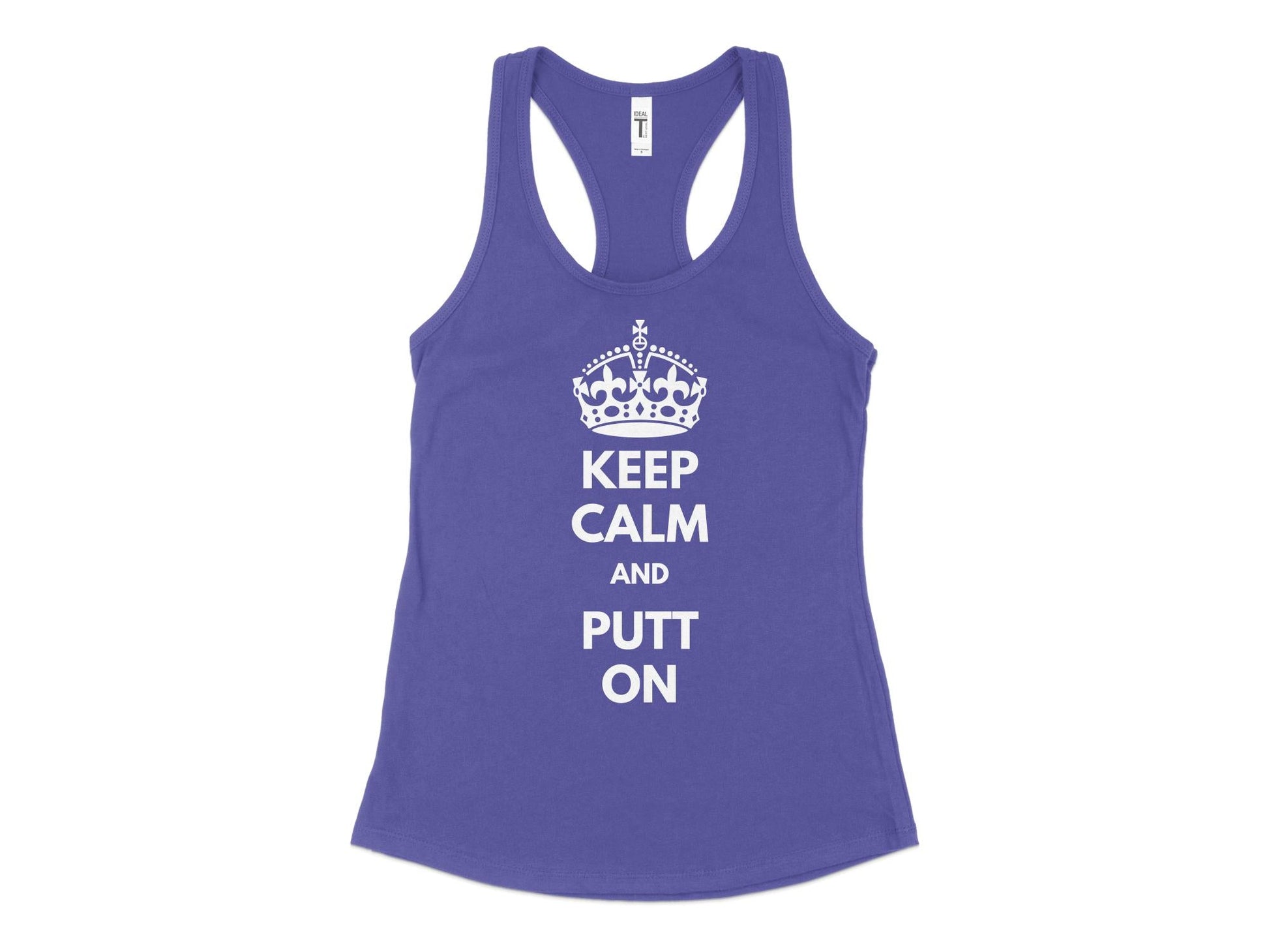 Funny Golfer Gifts  Womens Tank Top XS / Purple Rush Keep Calm and Putt On Golf Womans Tank Top