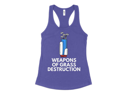 Funny Golfer Gifts  Womens Tank Top XS / Purple Rush Weapons of Grass Destruction Golf Womans Tank Top