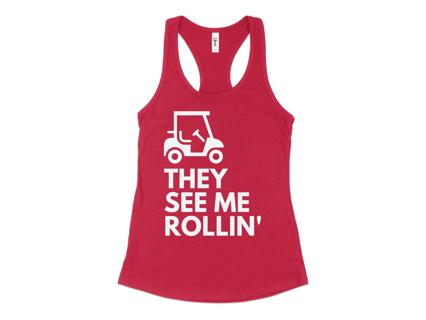 Funny Golfer Gifts  Womens Tank Top XS / Red They See Me Rollin Golf Womans Tank Top