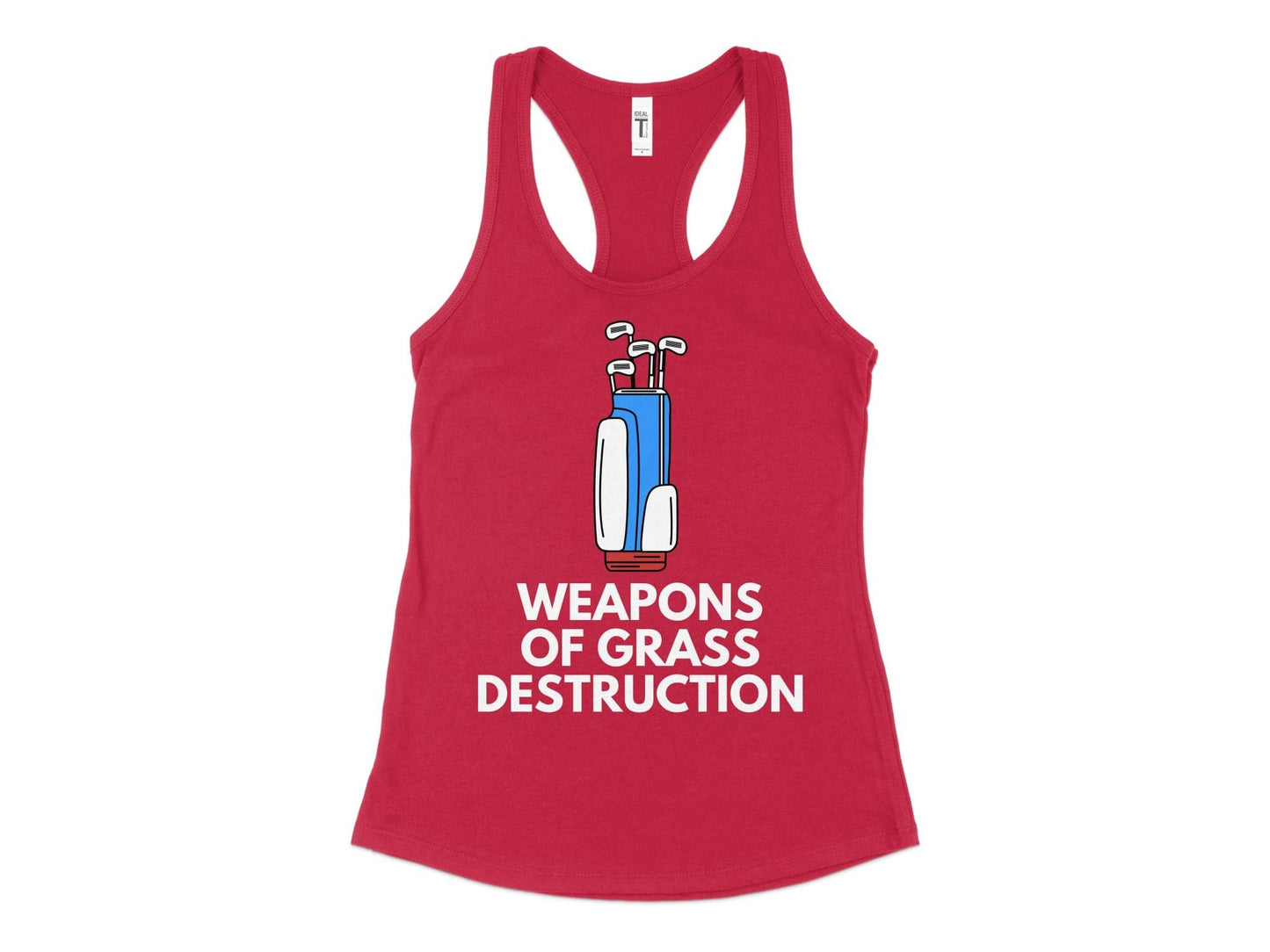 Funny Golfer Gifts  Womens Tank Top XS / Red Weapons of Grass Destruction Golf Womans Tank Top