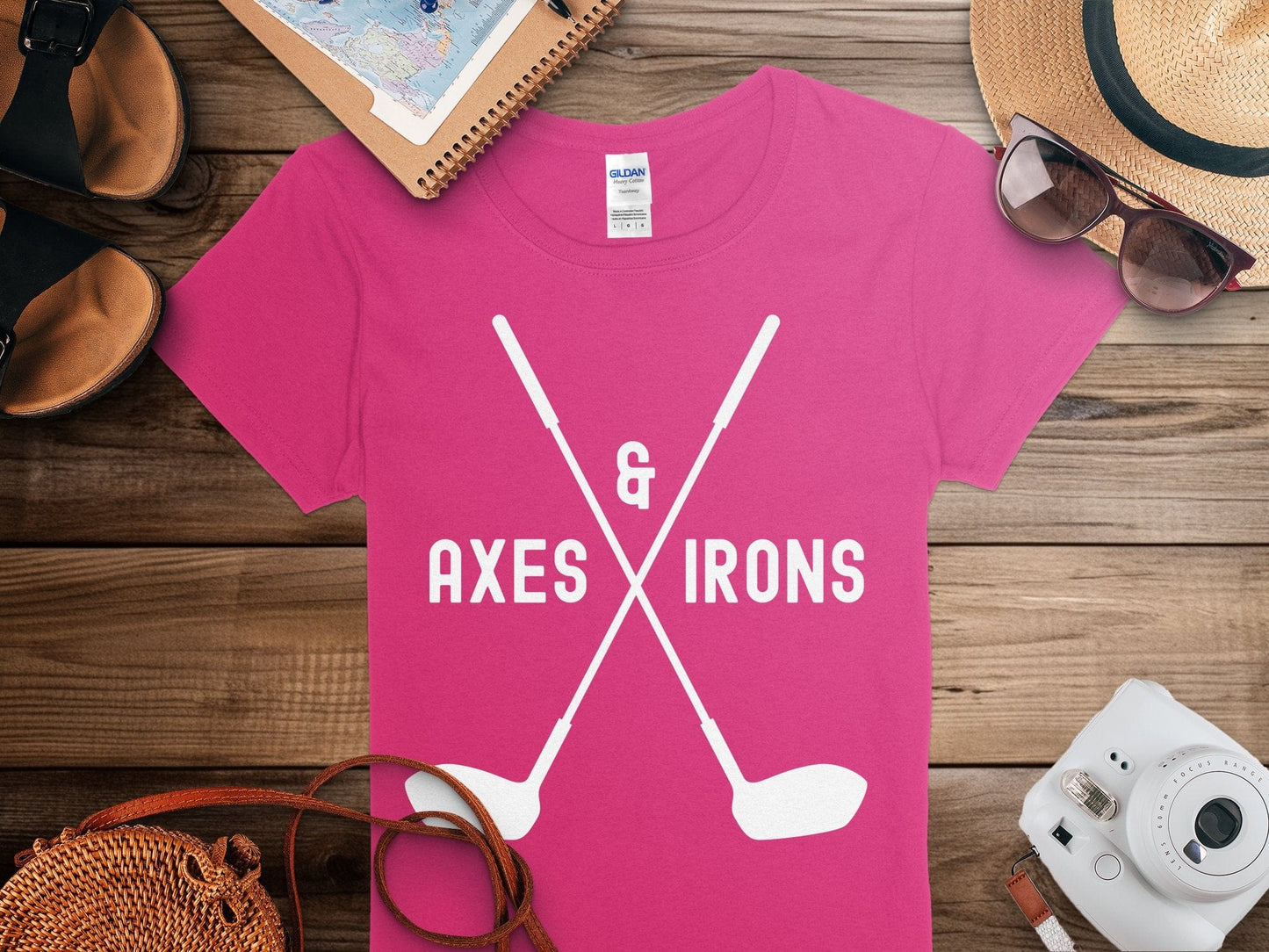 Funny Golfer Gifts  Womens TShirt Axes and Irons Golf Womans T-Shirt