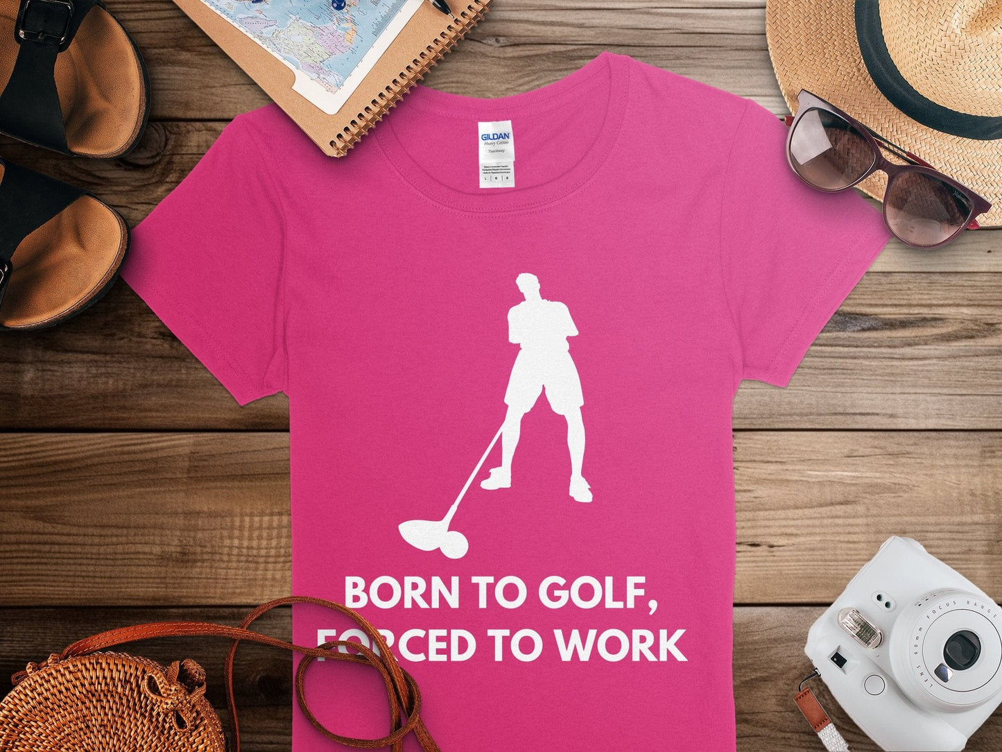 Funny Golfer Gifts  Womens TShirt Born to Golf Forced to Work Golf Womans T-Shirt