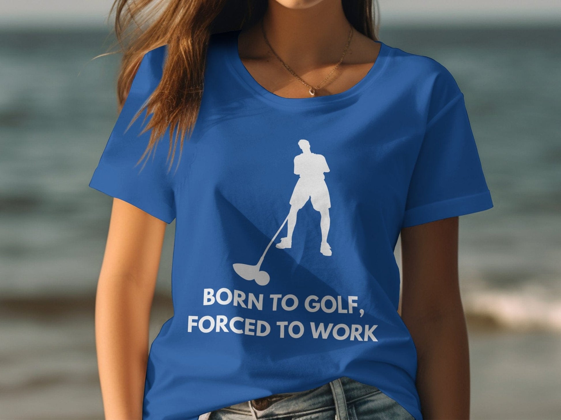 Funny Golfer Gifts  Womens TShirt Born to Golf Forced to Work Golf Womans T-Shirt