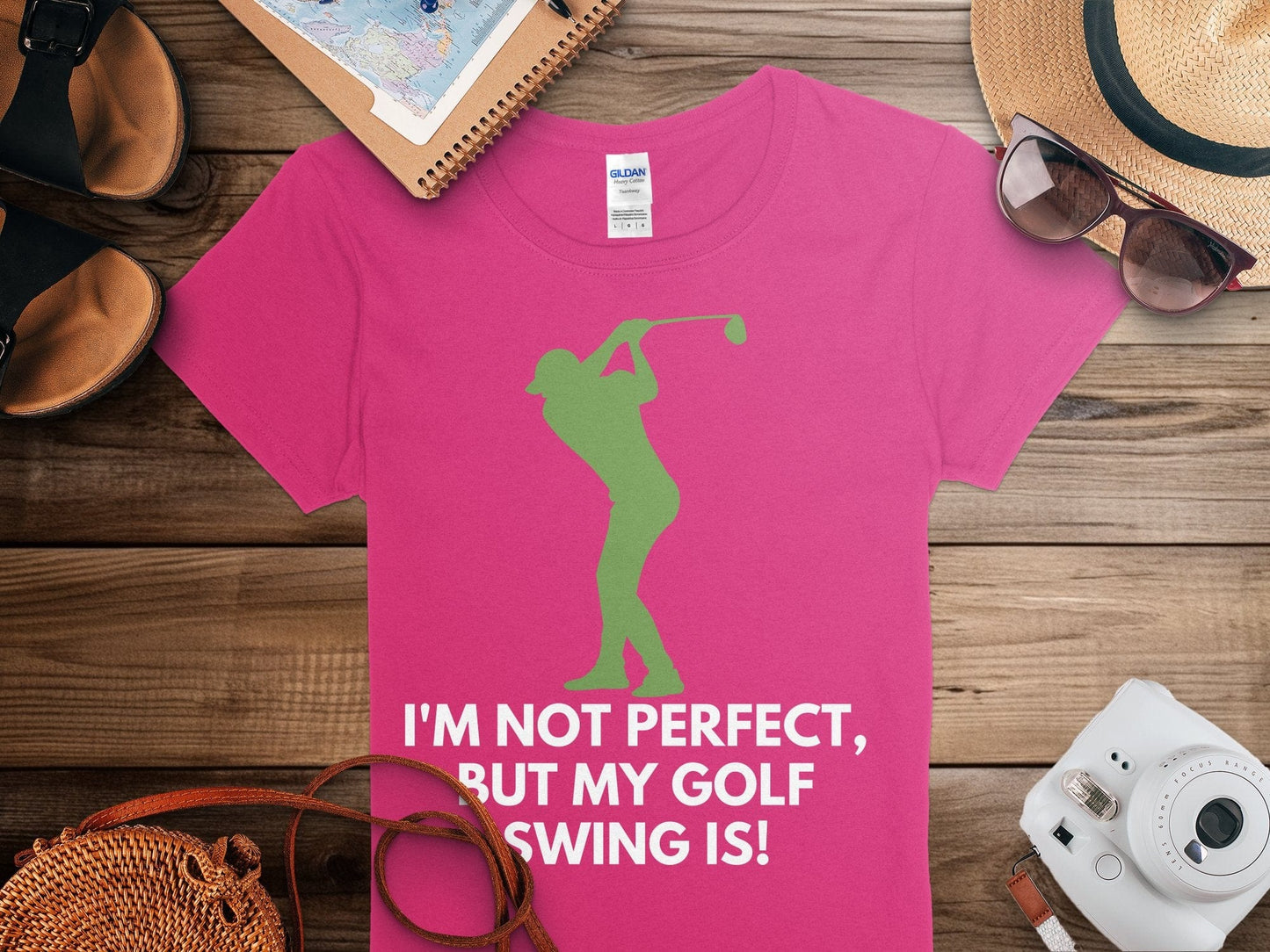 Funny Golfer Gifts  Womens TShirt Im Not Perfect But My Golf Swing Is Golf Womans T-Shirt