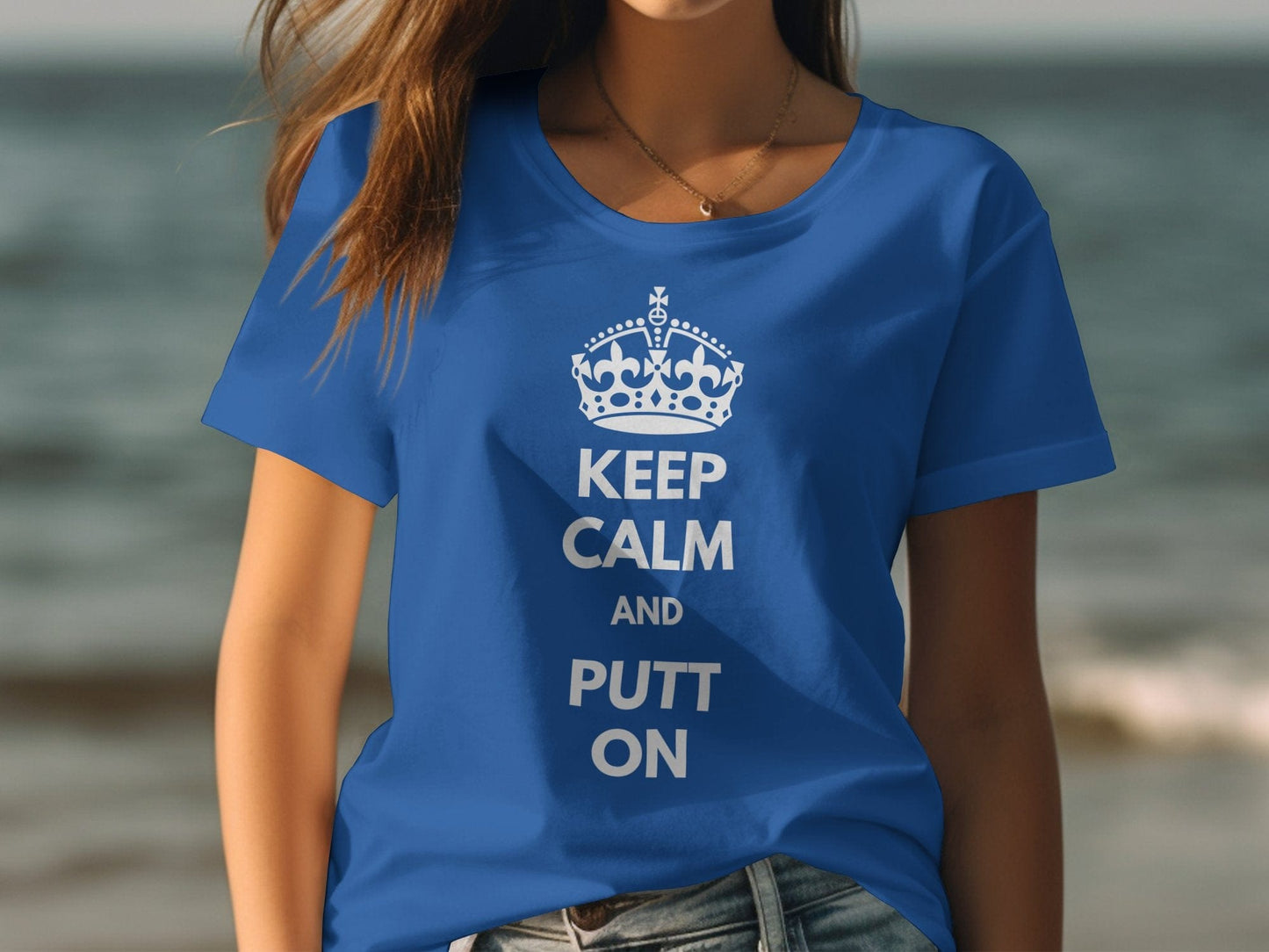 Funny Golfer Gifts  Womens TShirt Keep Calm and Putt On Golf Womans T-Shirt