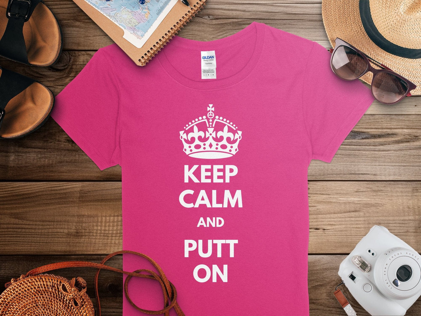 Funny Golfer Gifts  Womens TShirt Keep Calm and Putt On Golf Womans T-Shirt