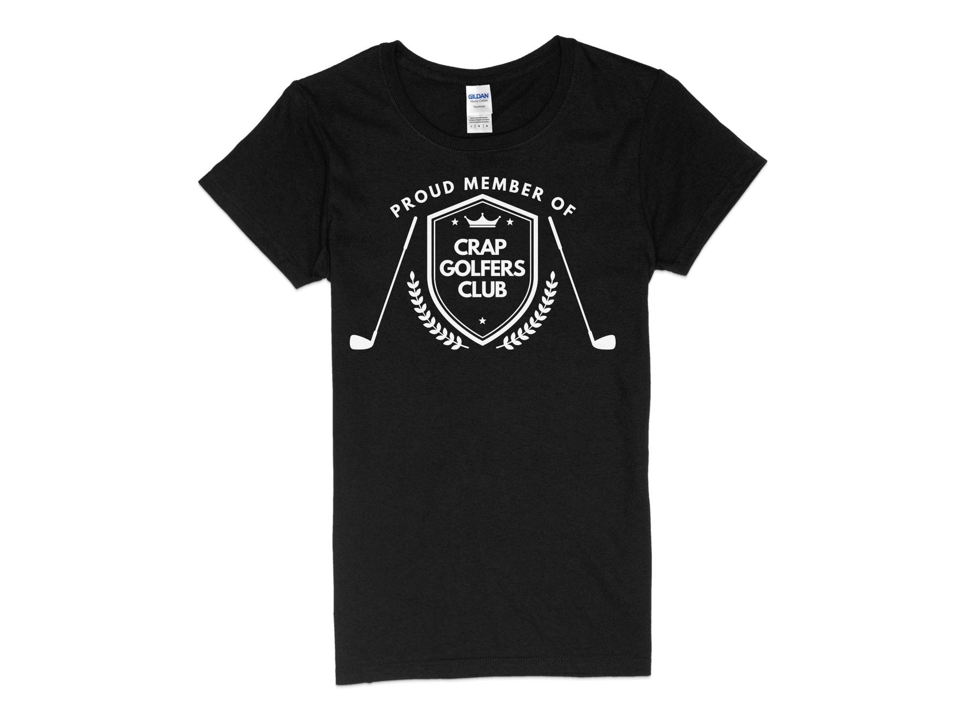 Funny Golfer Gifts  Womens TShirt S / Black Proud Member of the Crap Golfers Club Golf Womans T-Shirt