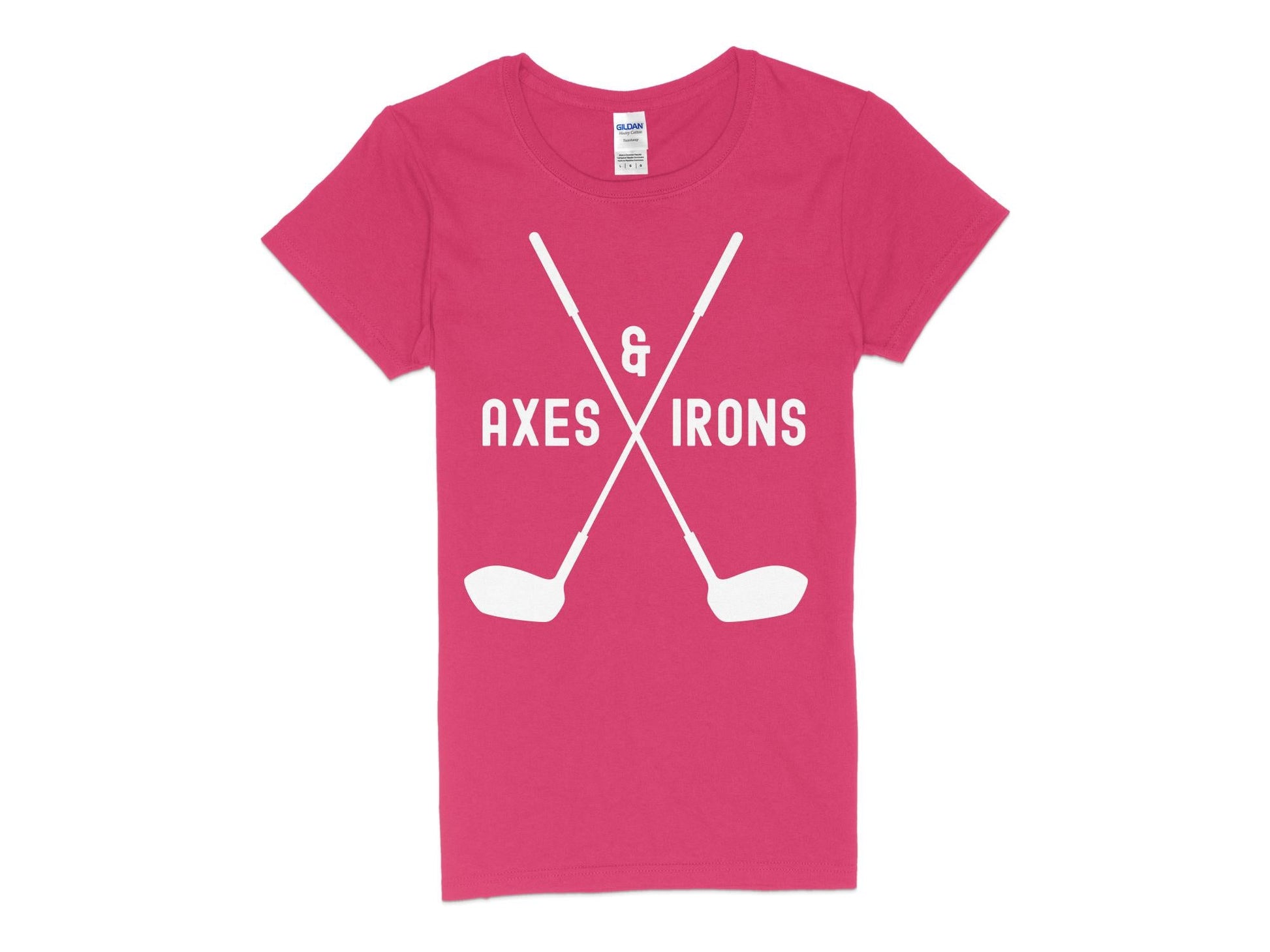 Funny Golfer Gifts  Womens TShirt S / Heliconia Axes and Irons Golf Womans T-Shirt