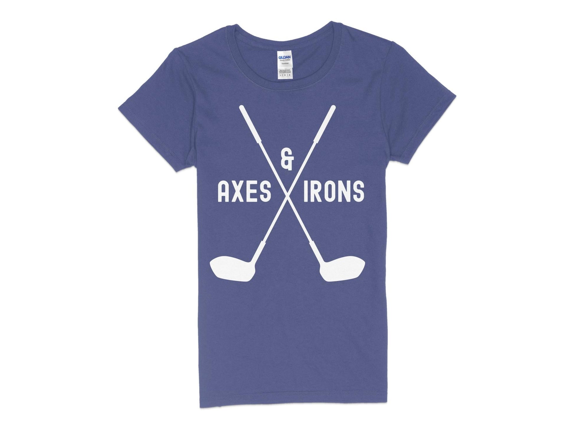 Funny Golfer Gifts  Womens TShirt S / Purple Axes and Irons Golf Womans T-Shirt